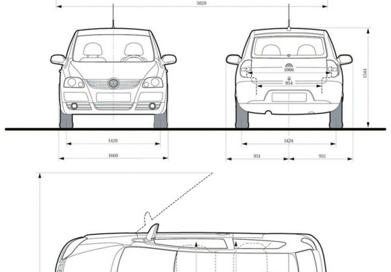 Volkswagen Fox (2005) (Volzwagen Fox (2005)) - drawings (drawings) of the car
